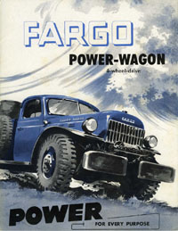 Fargo Power Wagon brochure, with pictures of factory implements.