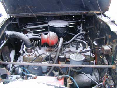 '65 Dodge WM300 Power Wagon engine compartment.